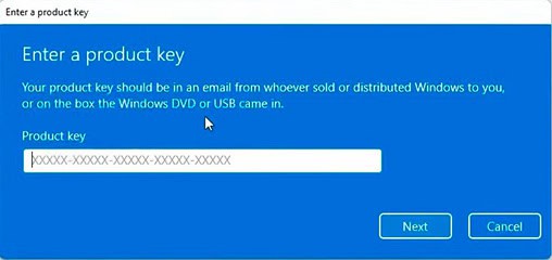 Enter product key